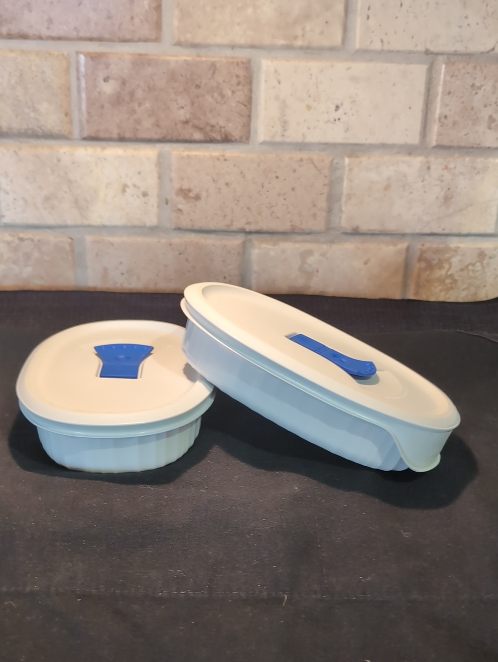 Two (2) French White Corning Ware CorningWare 15 oz. Casseroles w/ Vented Lids